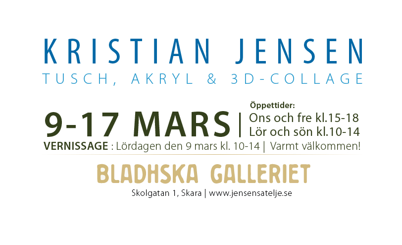 Konstutställning Kristian Jensen – Tusch, Akryl & 3D-collage